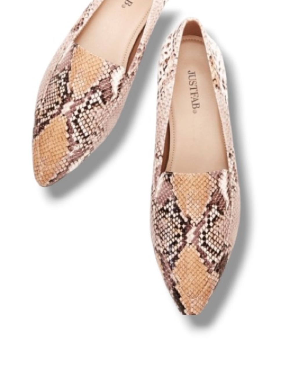 JustFab Women's Kyndria Slip-On Loafer Animal Snake Print Shoes